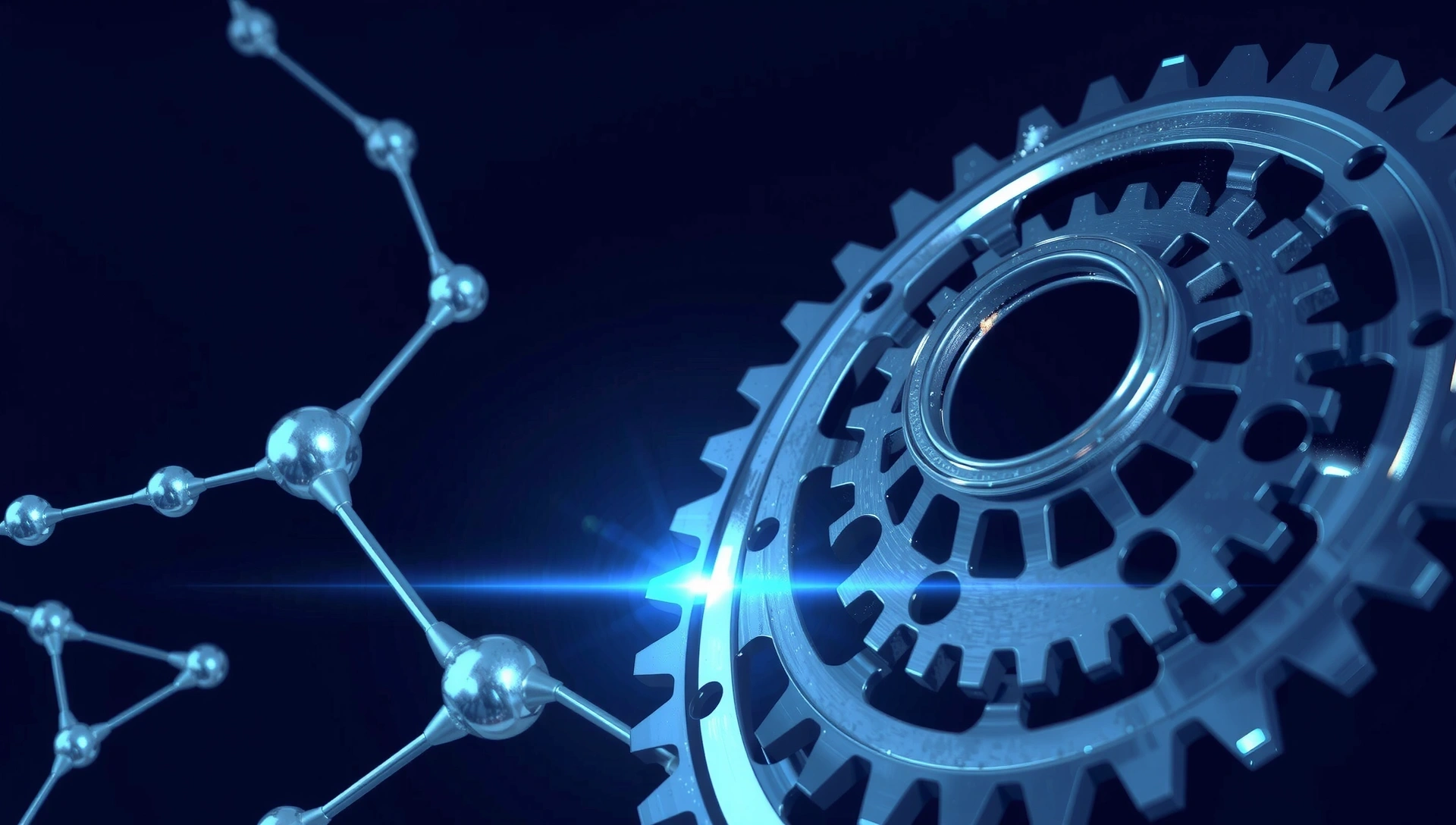 Abstract background of intertwined gears and scientific patterns